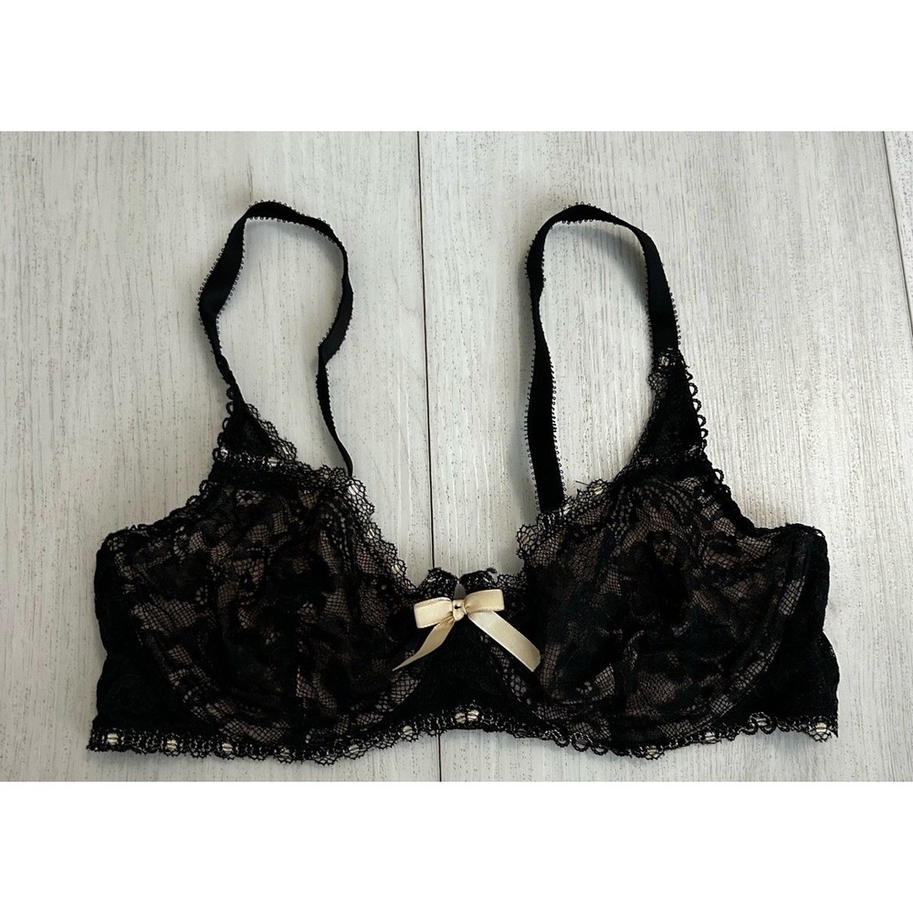Vintage Victoria's Secret Unlined Full Coverage Bra Sz 36C Black Lace